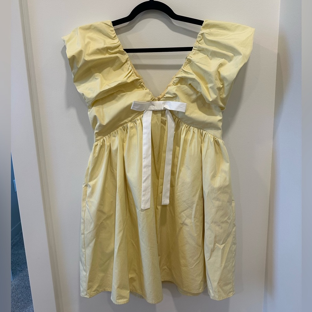 Anthropologie Butter Yellow Mini Babydoll Dress
